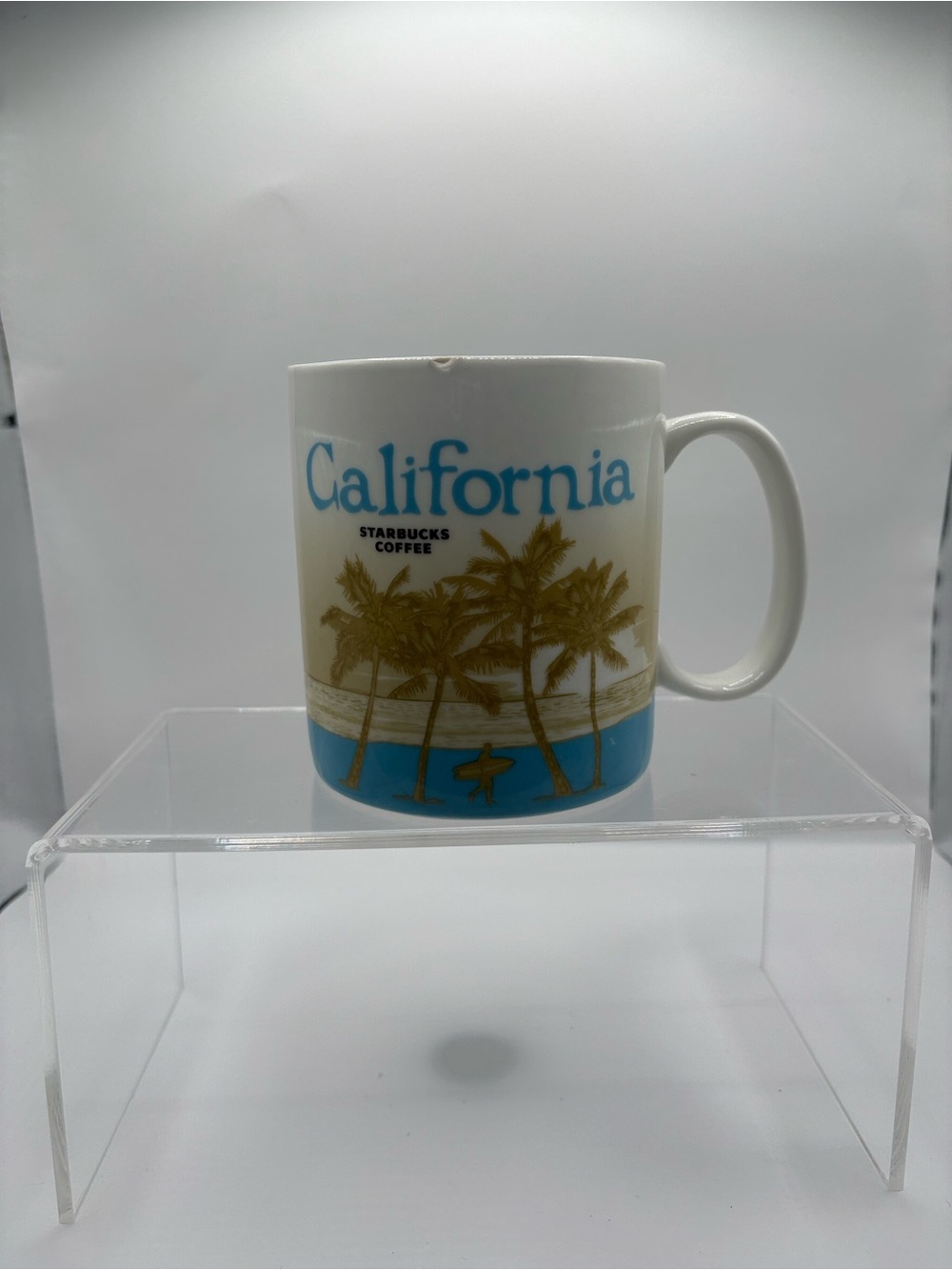 Starbucks White Mug with Blue and Gold California Design